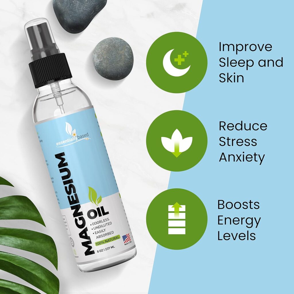 Magnesium Oil Spray - Large 8oz Size - Extra Strength - 100% Pure for Less Sting - Less Itch - Essential Mineral Source - Made in USA