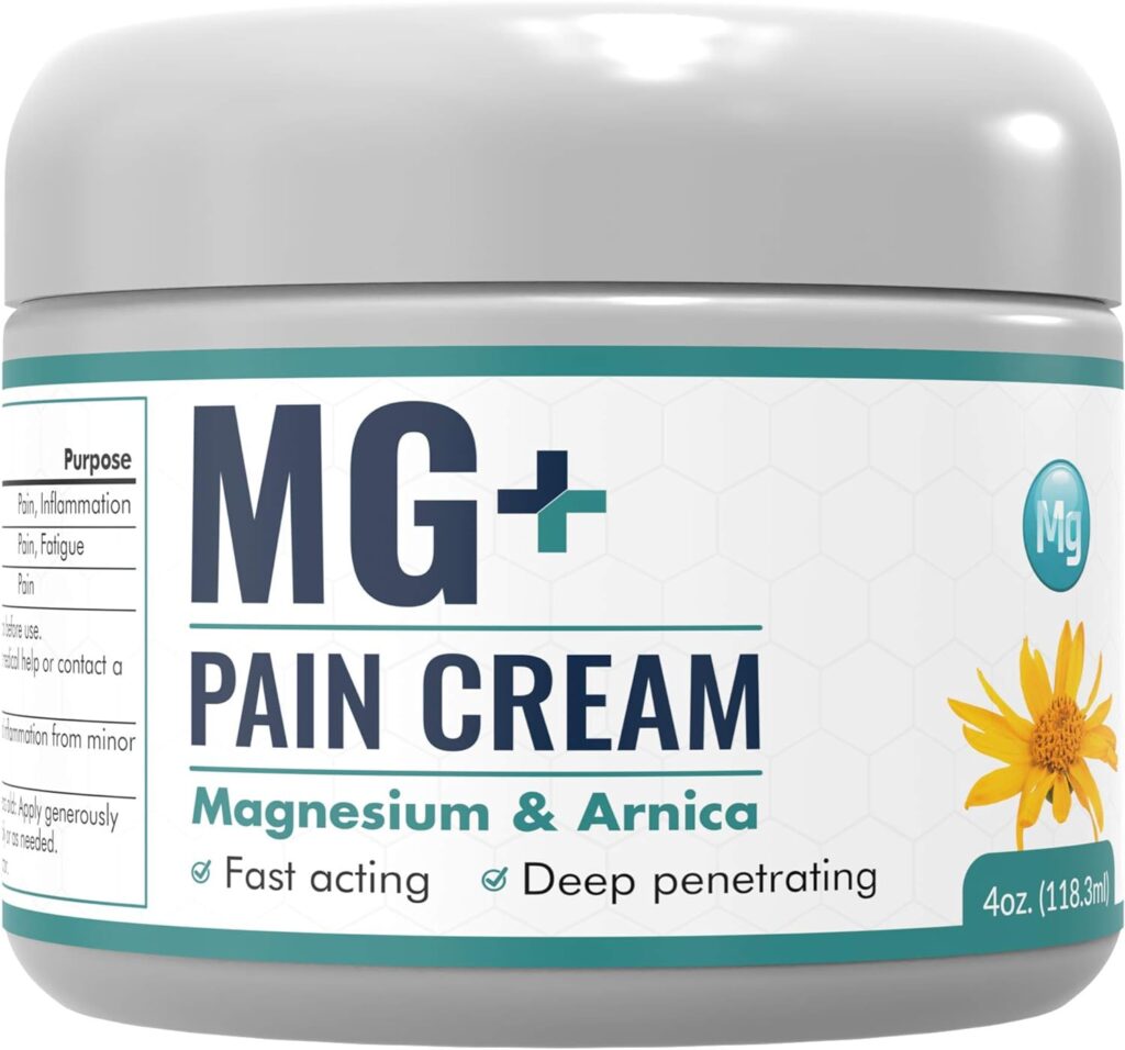 MARS WELLNESS MG+ Pain Cream - Extra Strength Magnesium and Arnica Cream - 4 OZ Tub - Sore Legs and Joints, Leg Cramps, Sports and Arthritis Pain Rub - 1 Pack