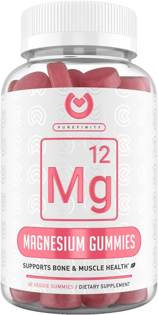PUREFINITY Magnesium Gummies – 600mg Magnesium Citrate Gummy for Stress Relief, Cramp Defense  Recovery. High Absorption  Bioavailable – Vegan, Non-GMO  Allergen Free – 60 Gummies