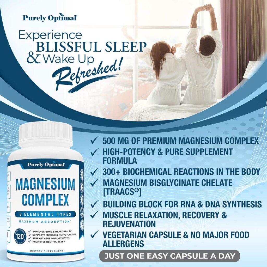 Purely Optimal Premium Magnesium Complex - Magnesium Citrate, Malate, Muscle Relaxation - 120 caps