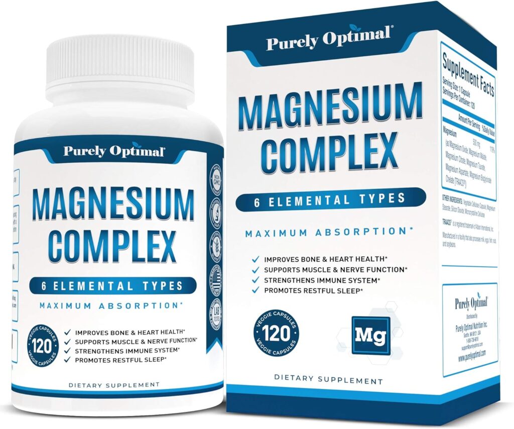 Purely Optimal Premium Magnesium Complex - Magnesium Citrate, Malate, Muscle Relaxation - 120 caps