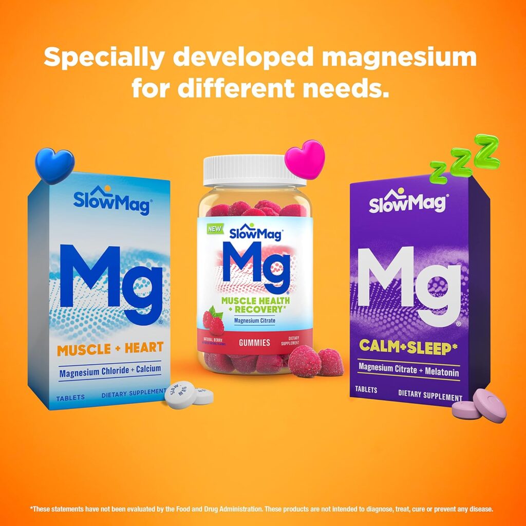 Slow-Mag Mg Muscle Health + Recovery Gummies, Magnesium Citrate in 60ct