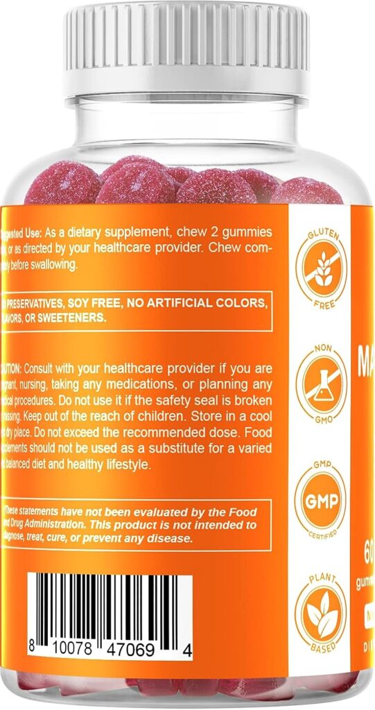 Vitamatic Magnesium Citrate Gummies 600mg per Serving - 60 Vegan Gummies - Promotes Healthy Relaxation, Muscle, Bone,  Energy Support (60 Gummies (Pack of 1))