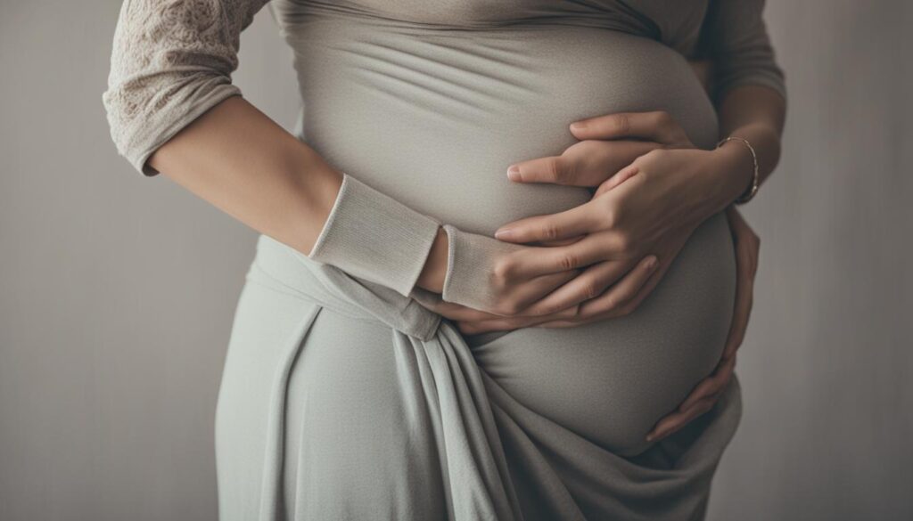 pregnant woman holding her belly