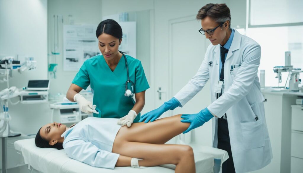 gynecologist conducting a physical examination